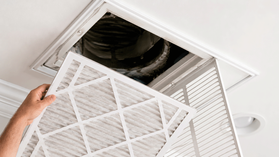 Replacing air filters in ceiling 