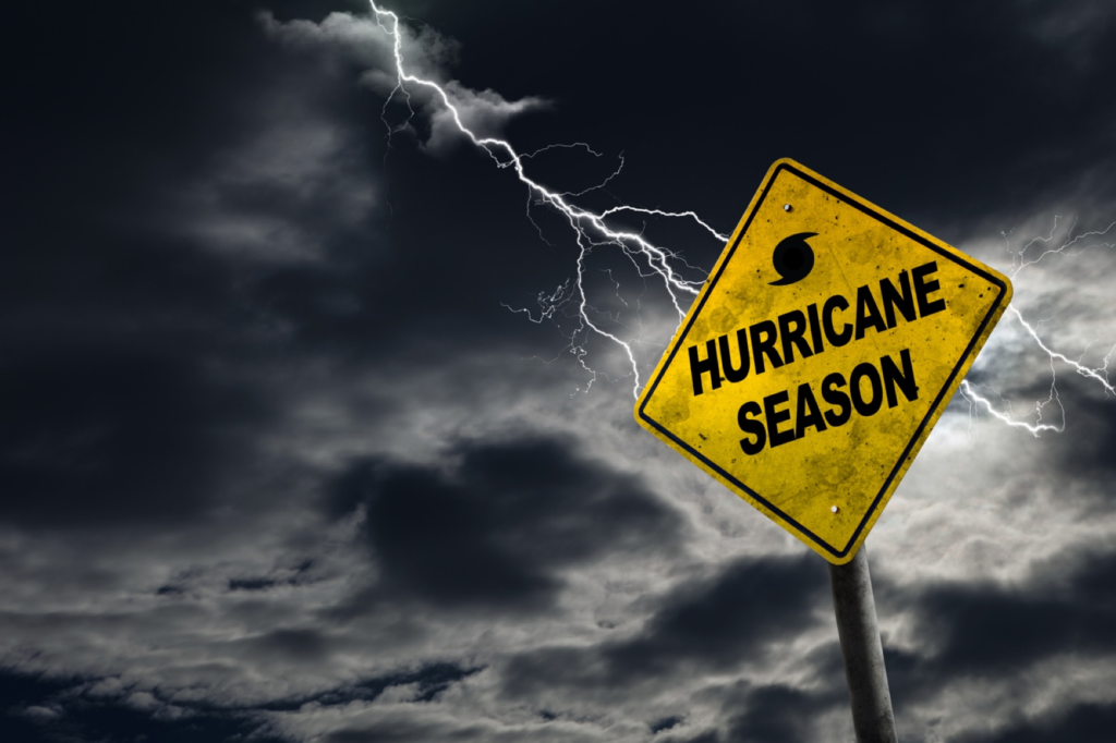 Hurricane season sign in a South Florida storm